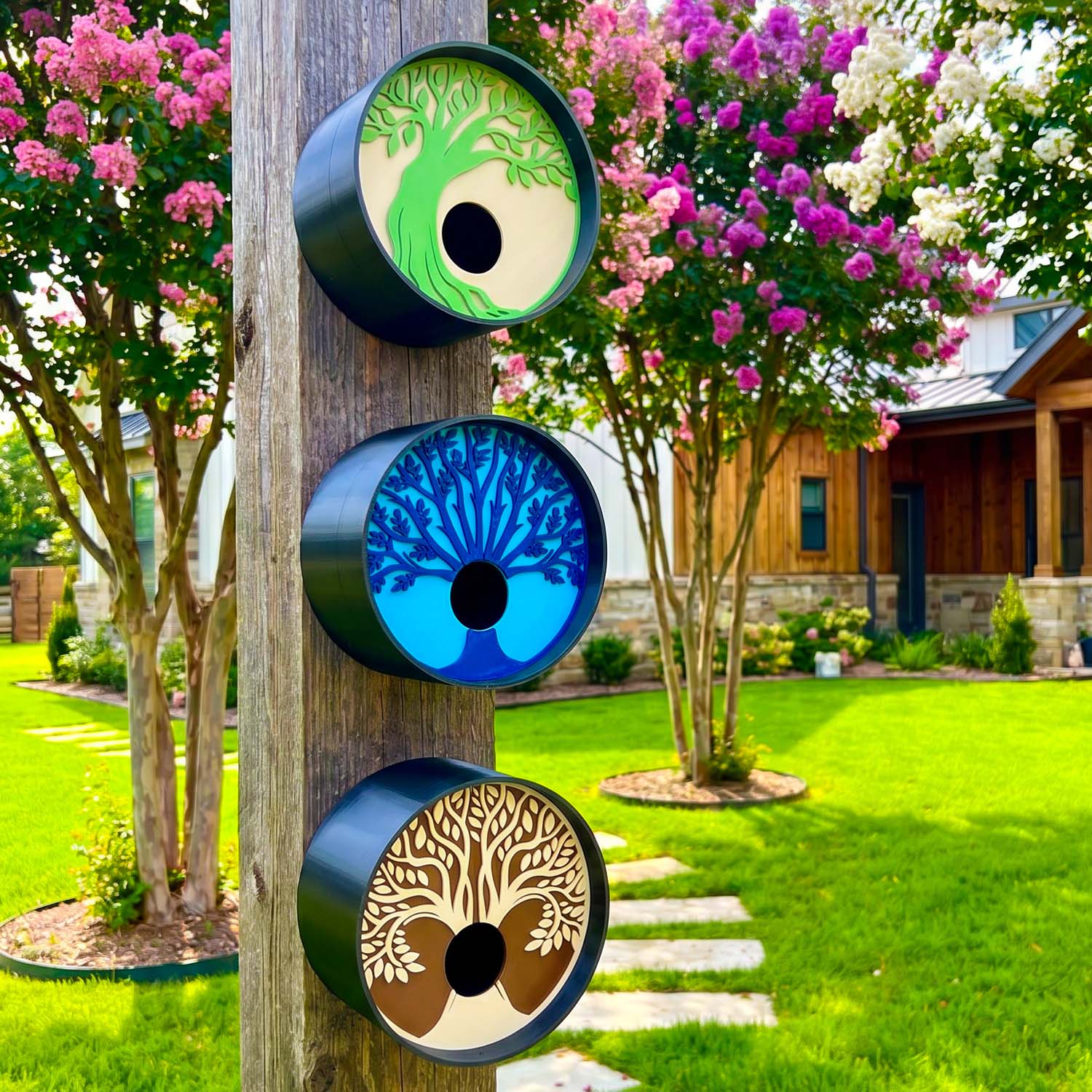 ADG42 Tranquil Tree Modern Round Birdhouses