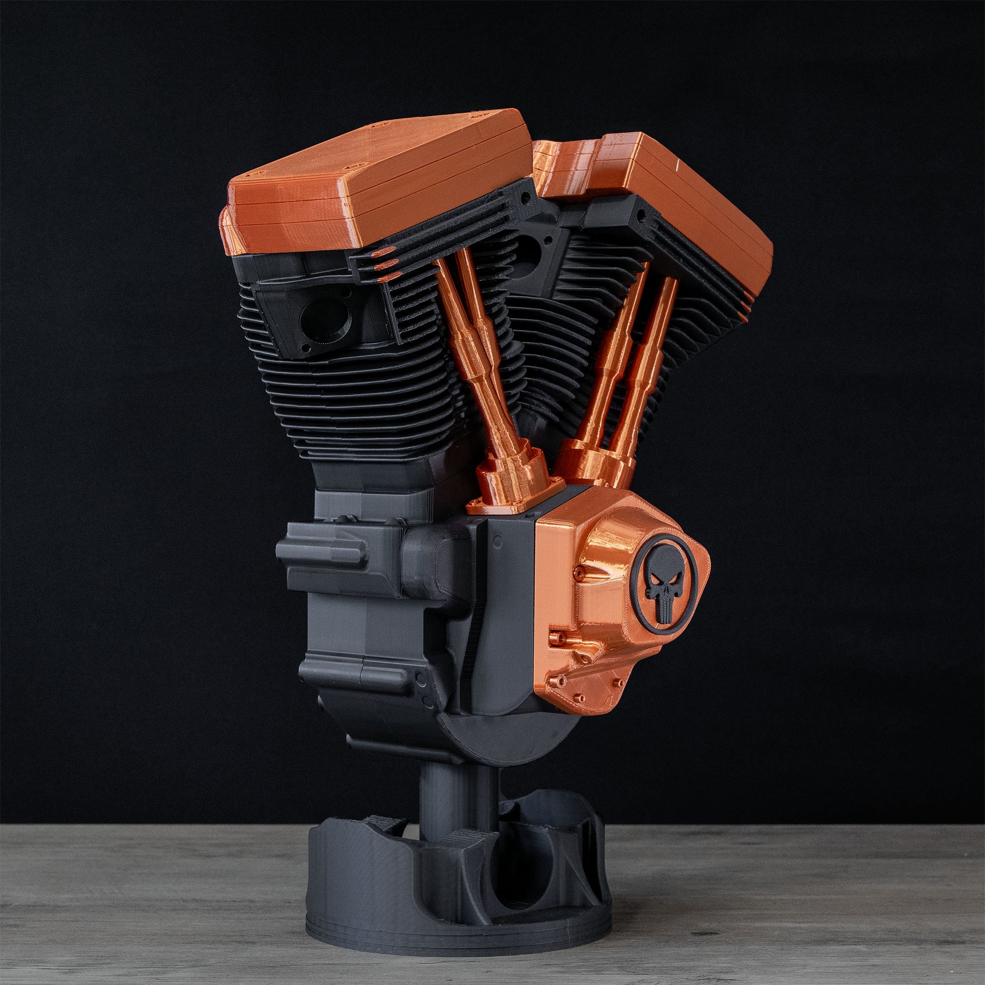 V-Twin Engine Display | Black and Copper