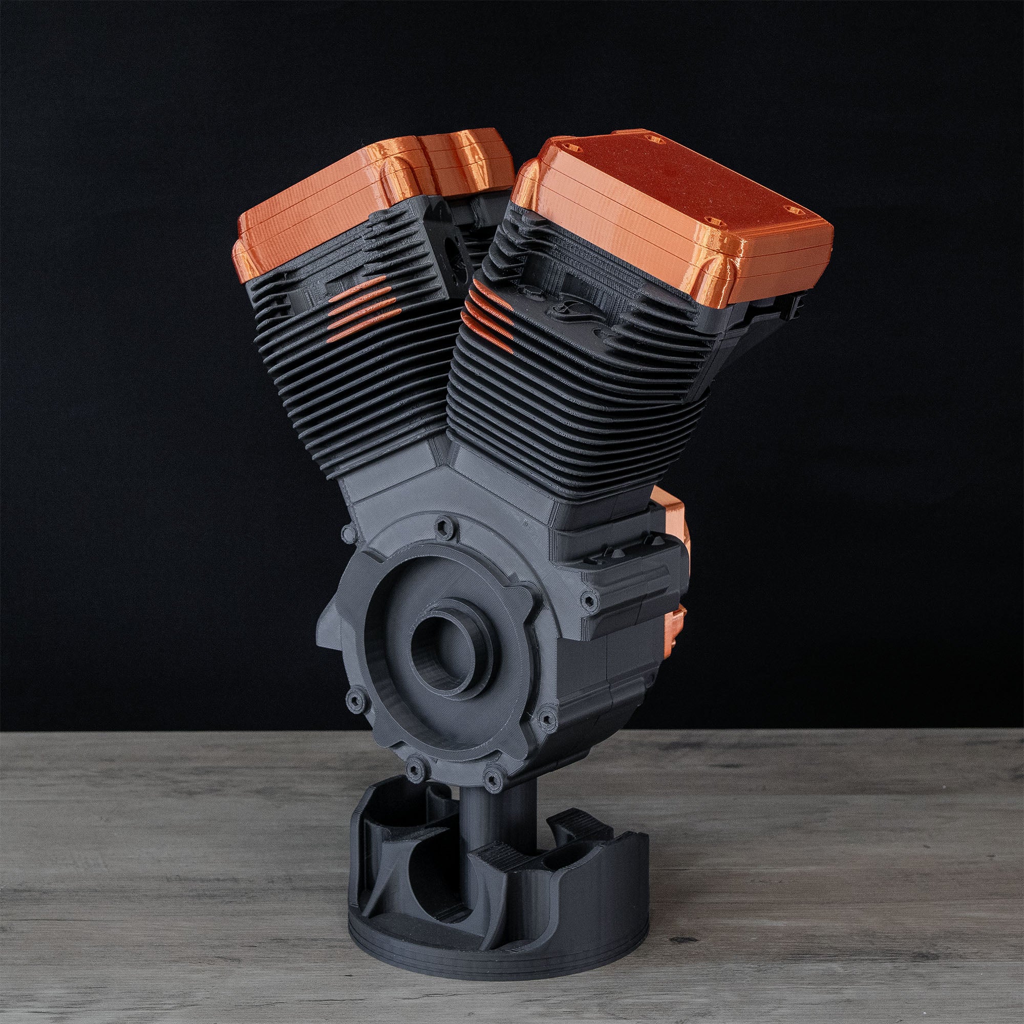 V-Twin Engine Display | Black and Copper