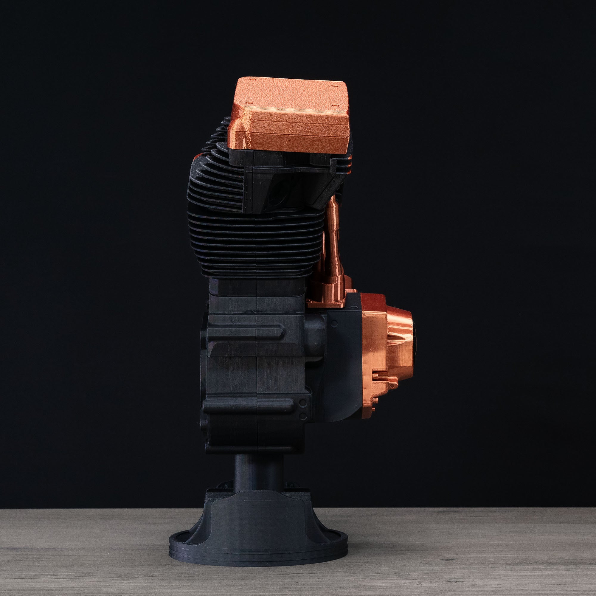 V-Twin Engine Display | Black and Copper