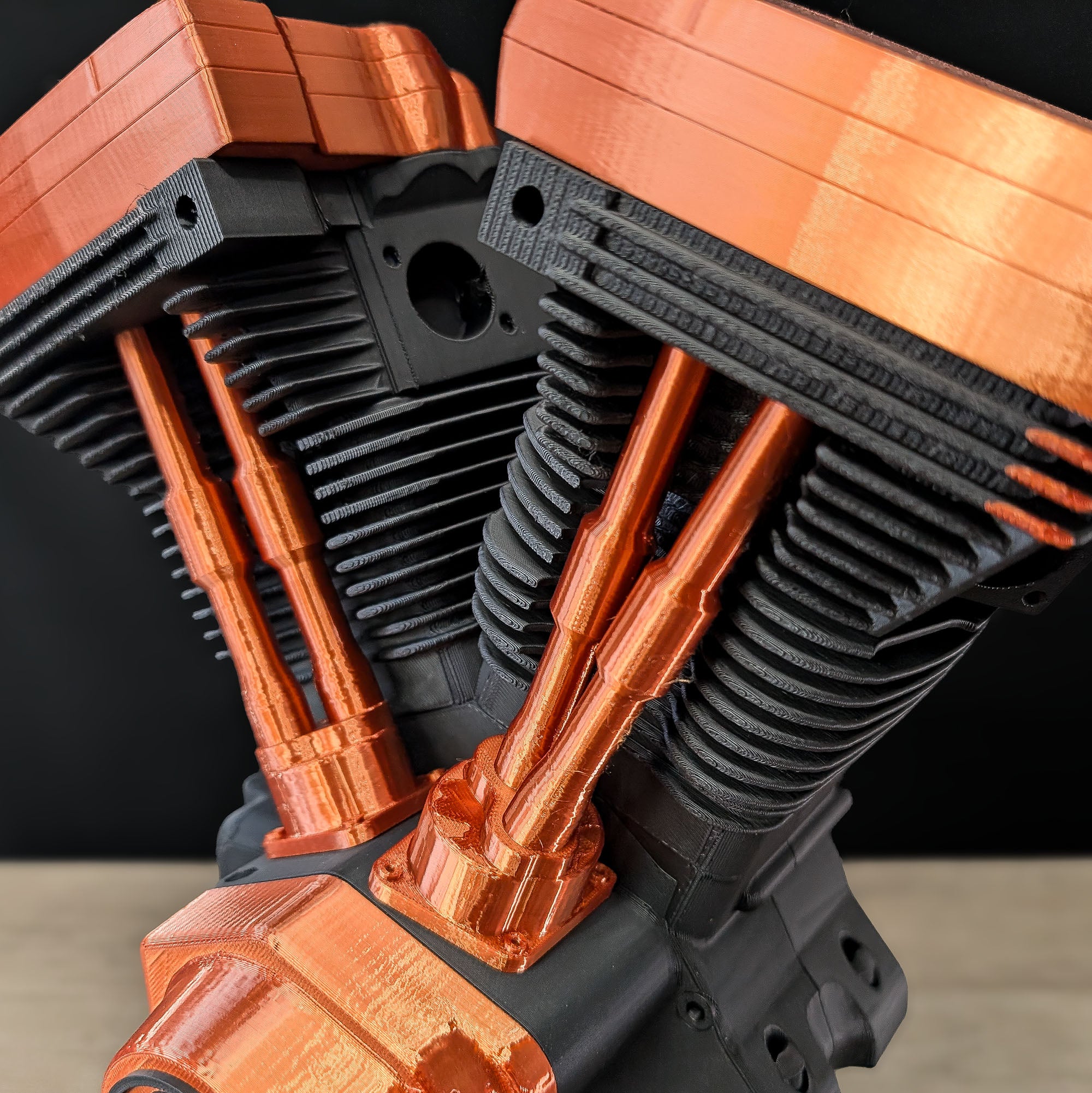 V-Twin Engine Display | Black and Copper