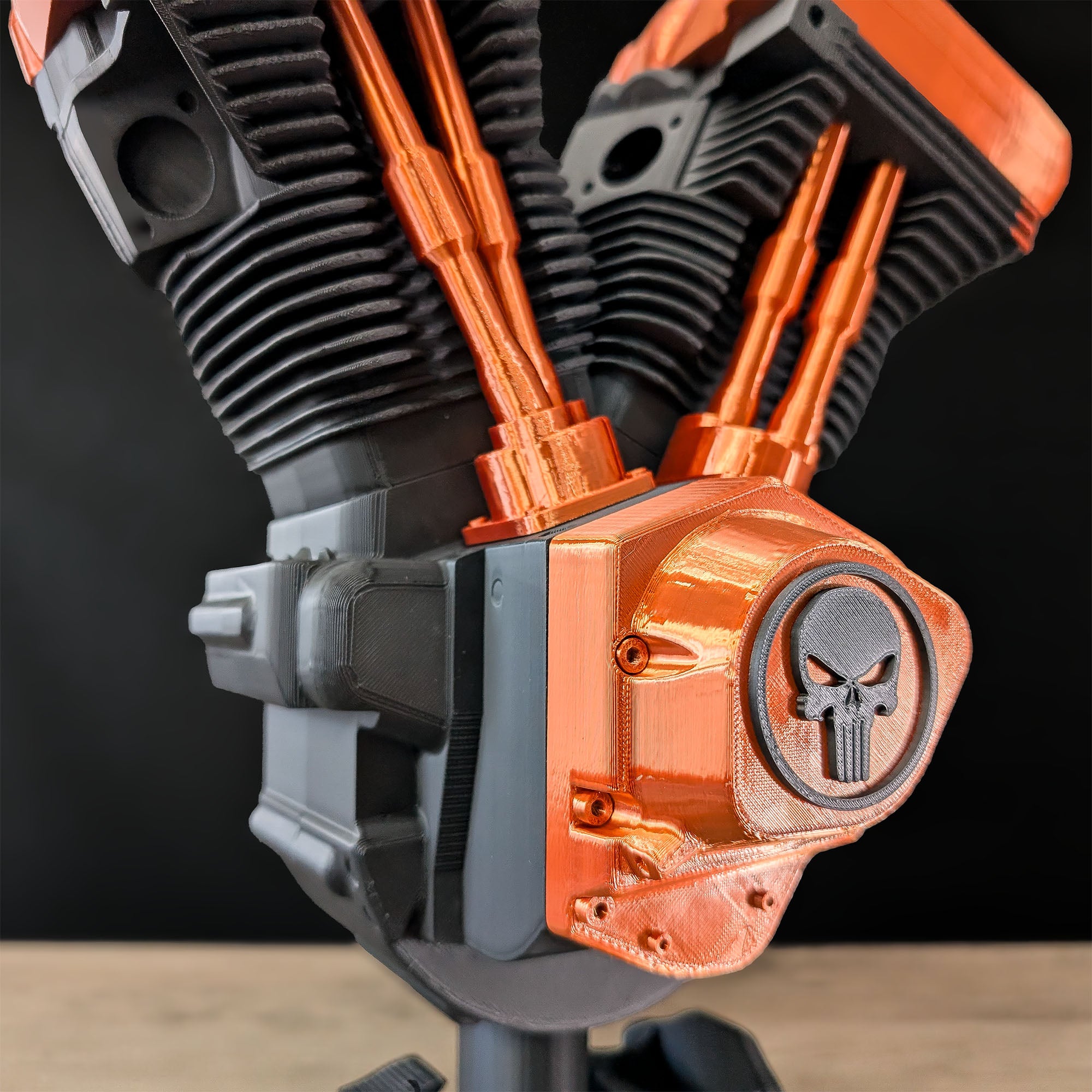 V-Twin Engine Display | Black and Copper