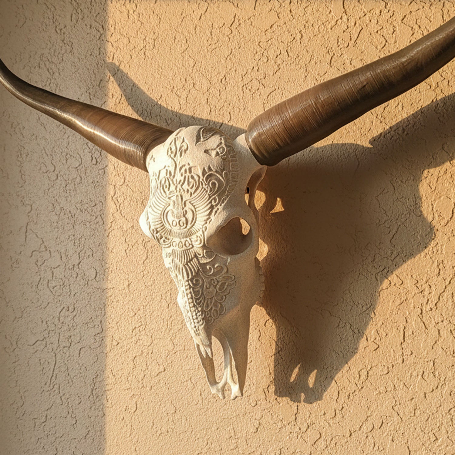 ADG42 Faux Steer Skull and Horns Western Wall Decor