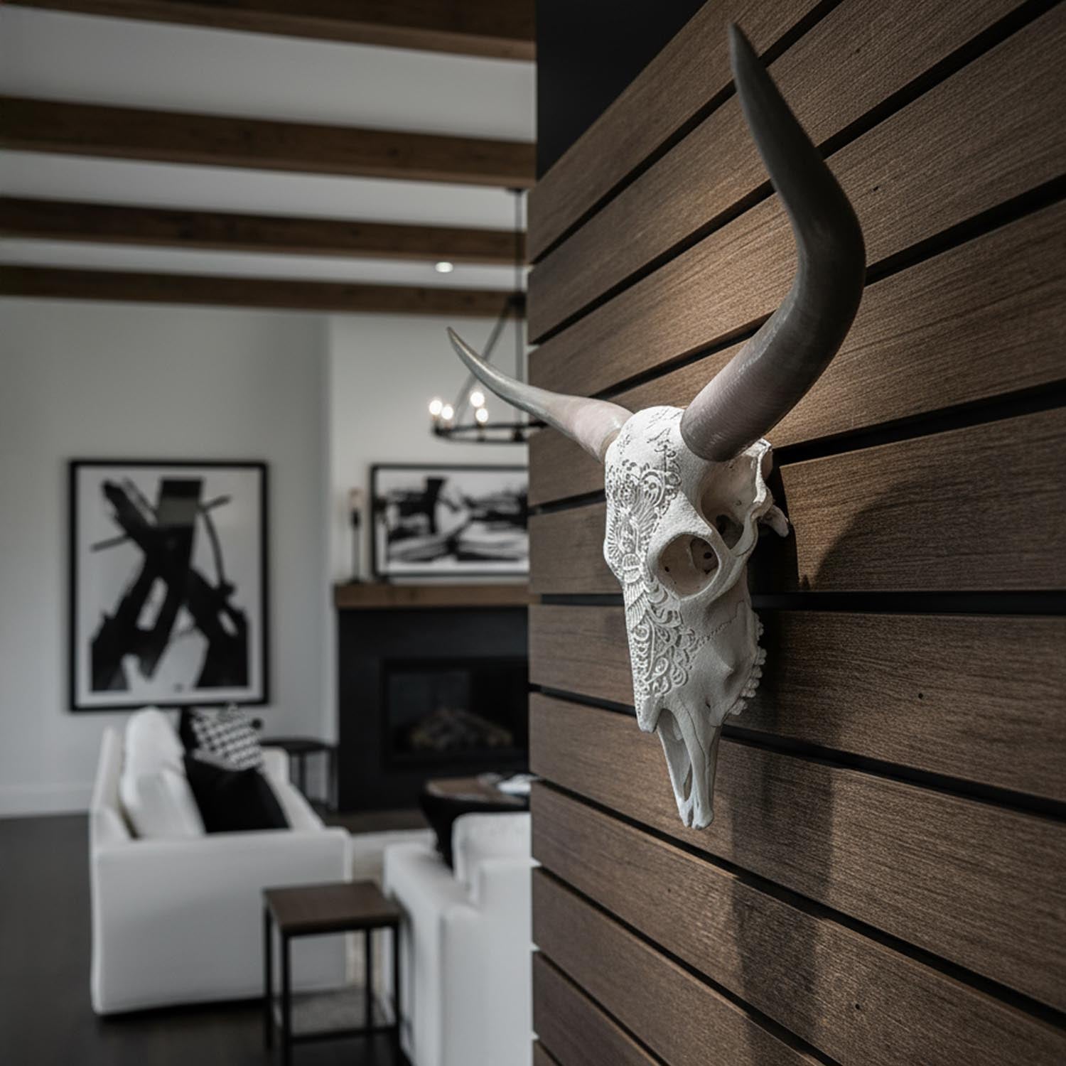 ADG42 Faux Steer Skull and Horns Western Wall Decor
