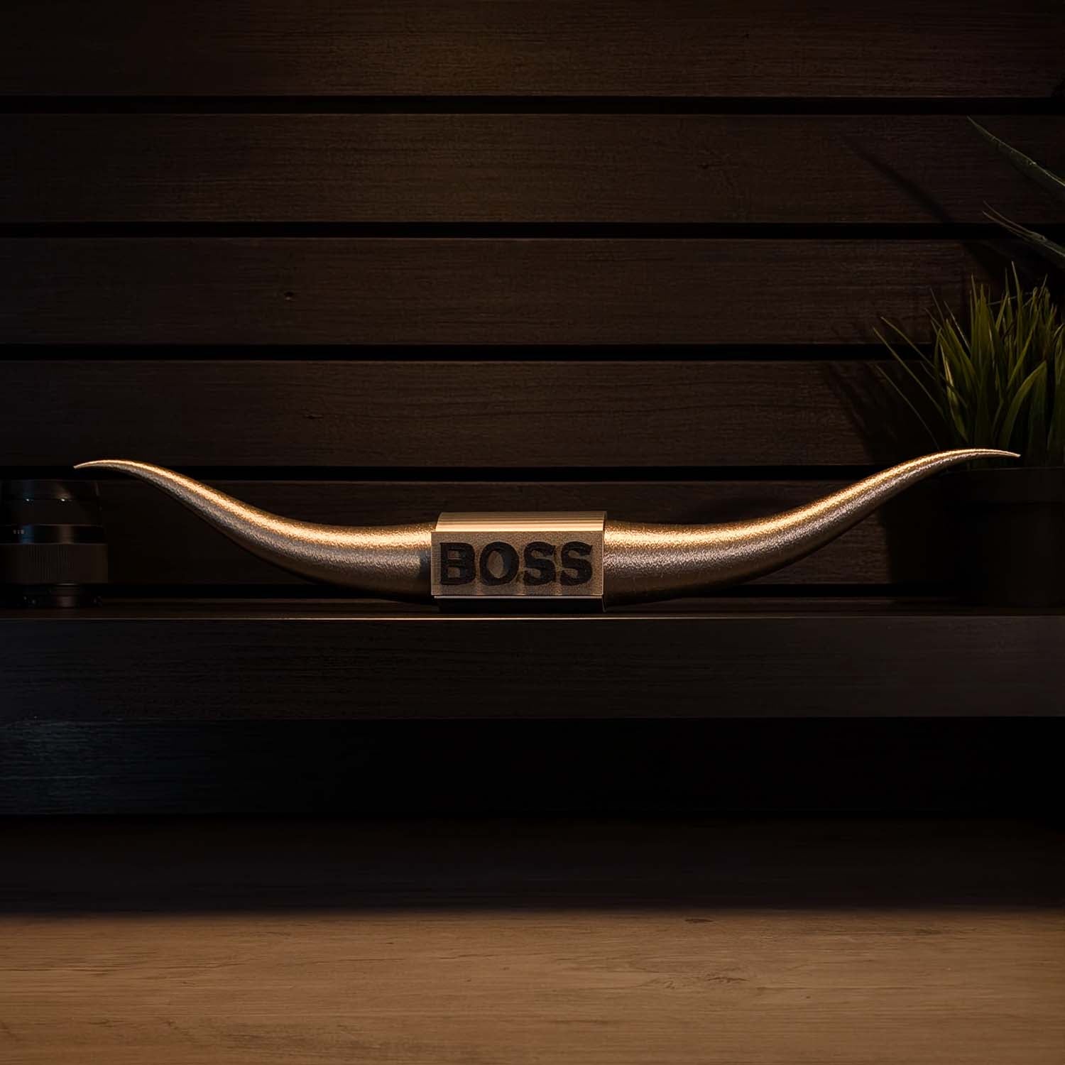 Bull Horns | 21" Long | Faux Steer Horns | The Boss - Gold