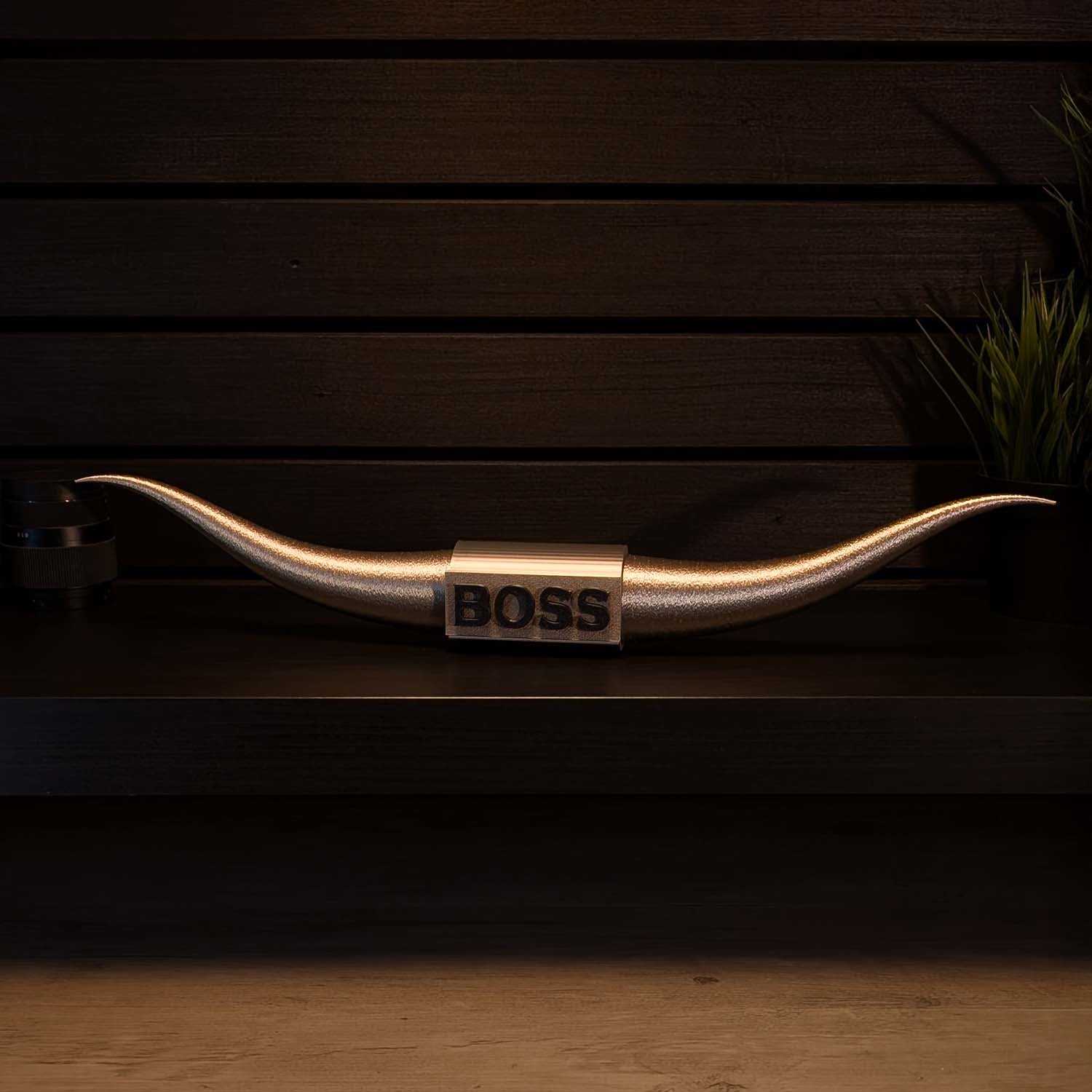 Bull Horns | 21" Long | Faux Steer Horns | The Boss - Gold