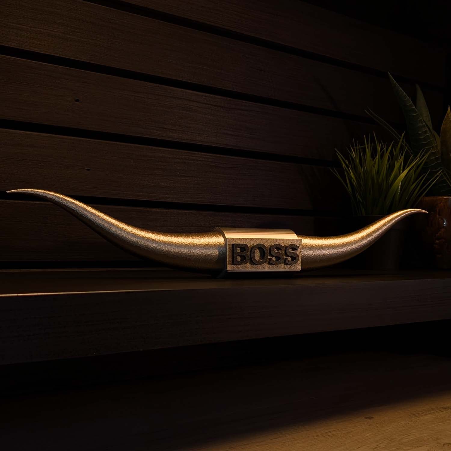 Bull Horns | 21" Long | Faux Steer Horns | The Boss - Gold