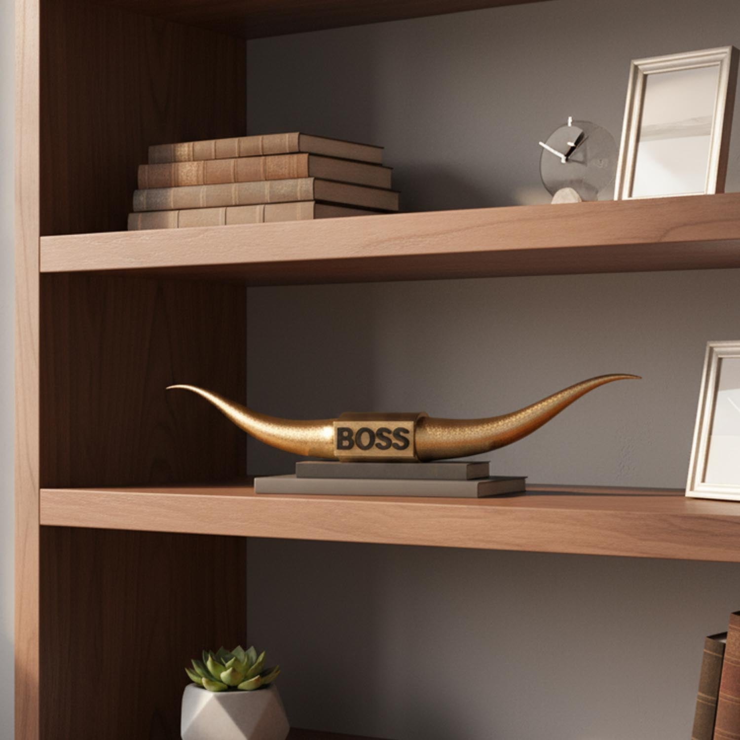 Bull Horns | 21" Long | Faux Steer Horns | The Boss - Gold