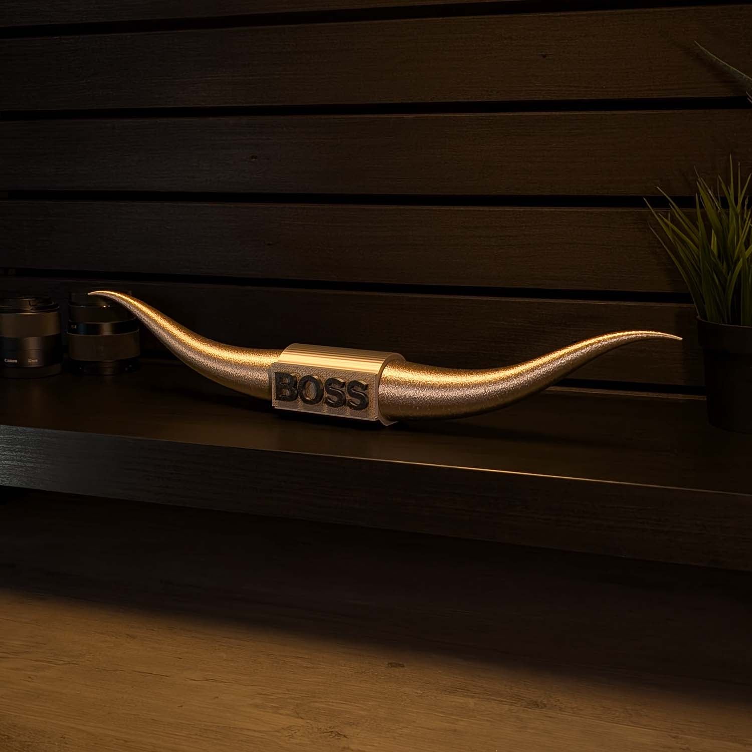 Bull Horns | 21" Long | Faux Steer Horns | The Boss - Gold