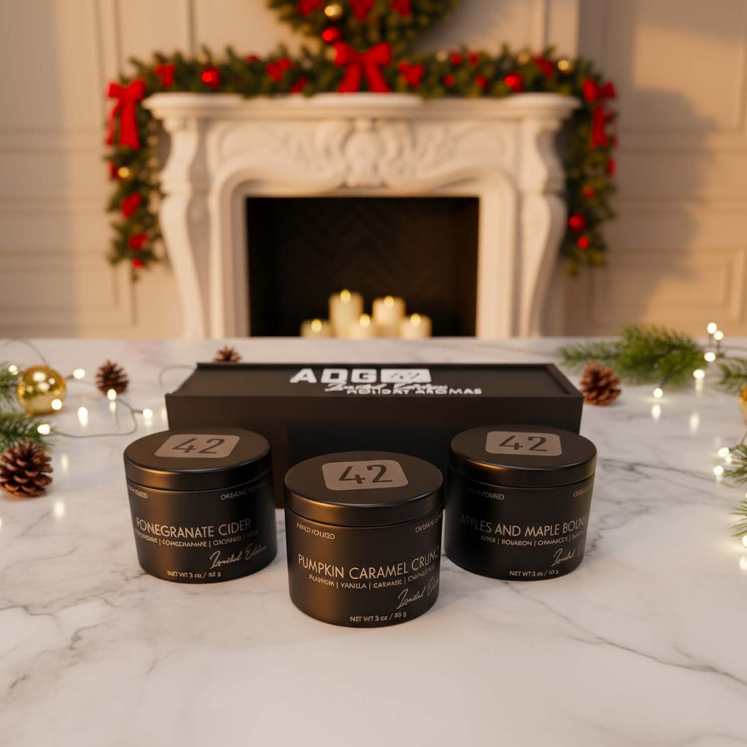 Holiday Candle Set | Organic Soy Wax | Limited Edition | 3 Pack with Gift Box