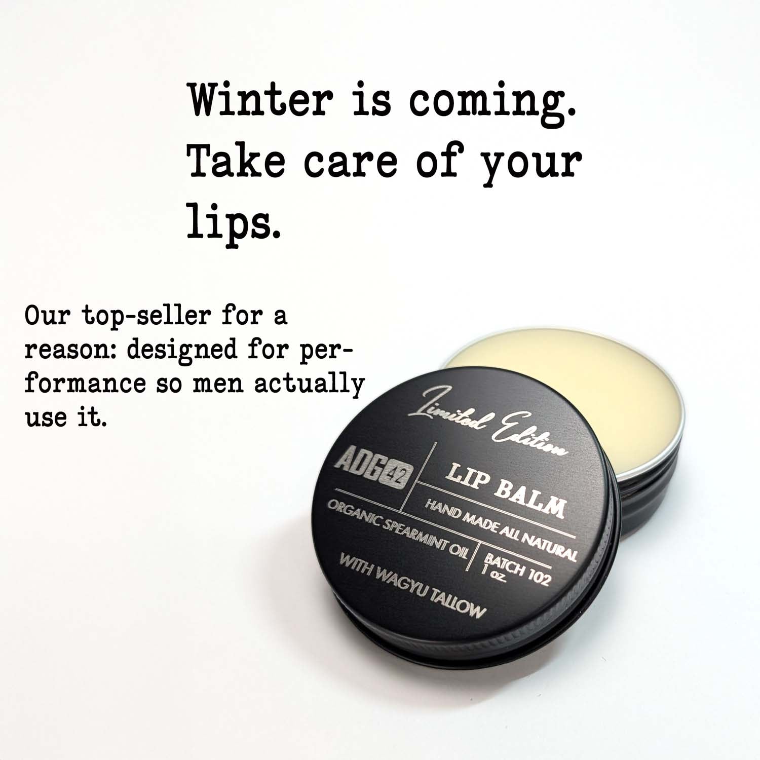 Tallow lip balm container.