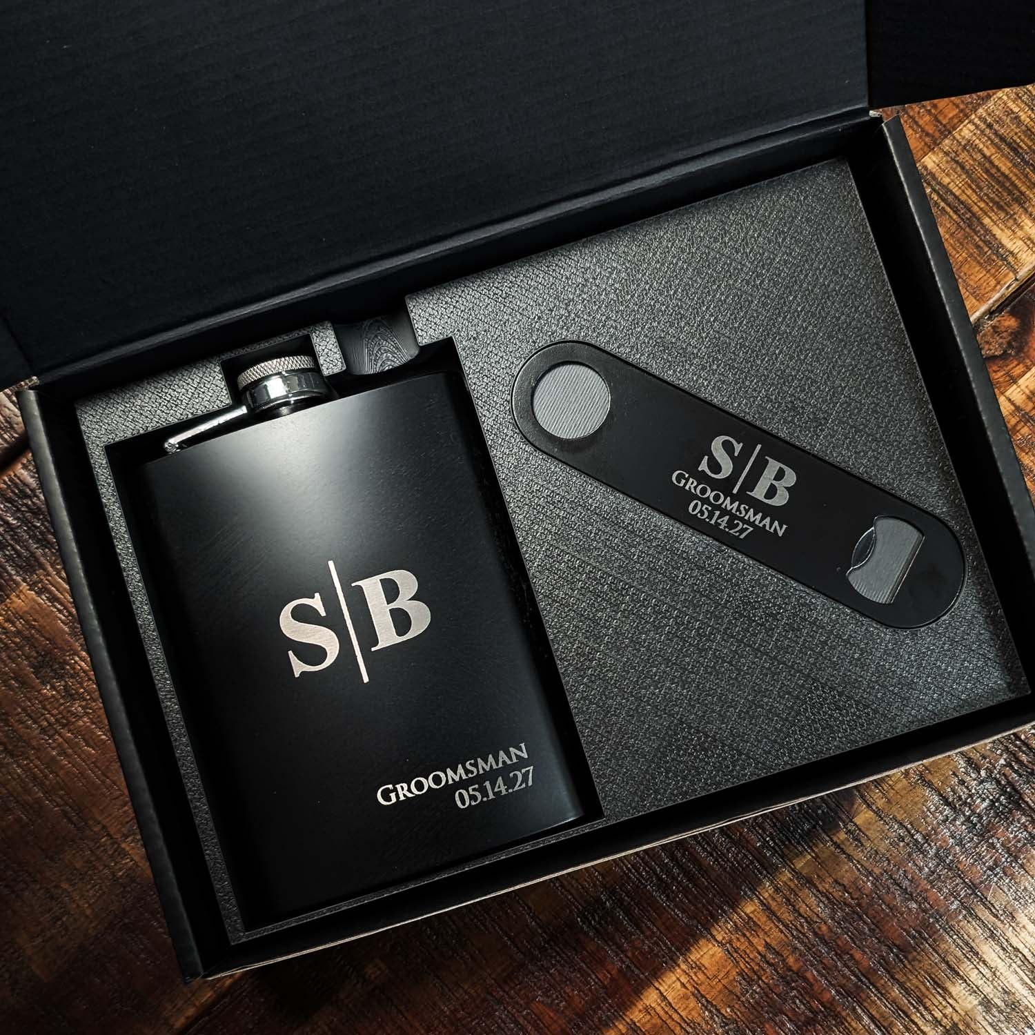 Groomsmen Gifts | Personalized Flask and Bottle Opener