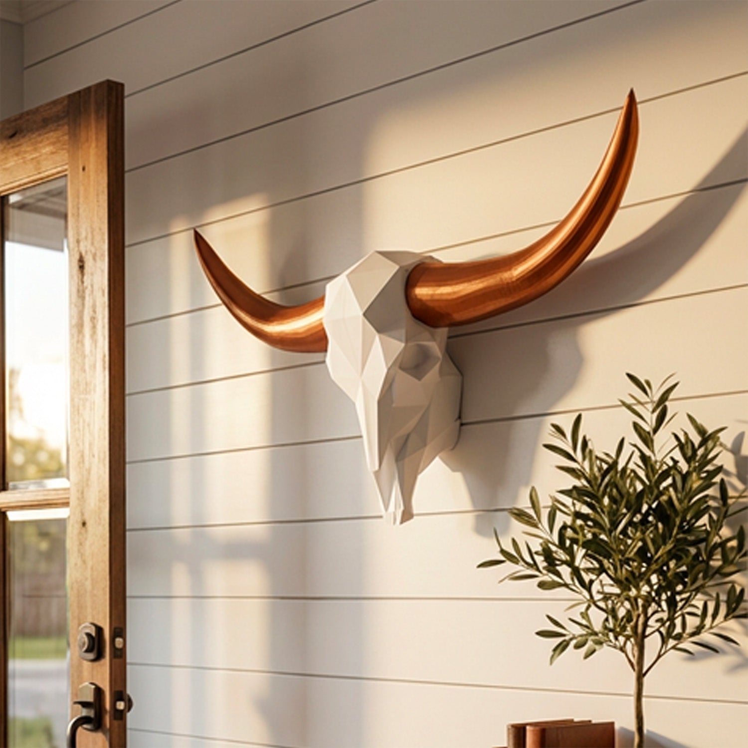 ADG42 Low-Poly Steer Skull and Horns Wall Decor