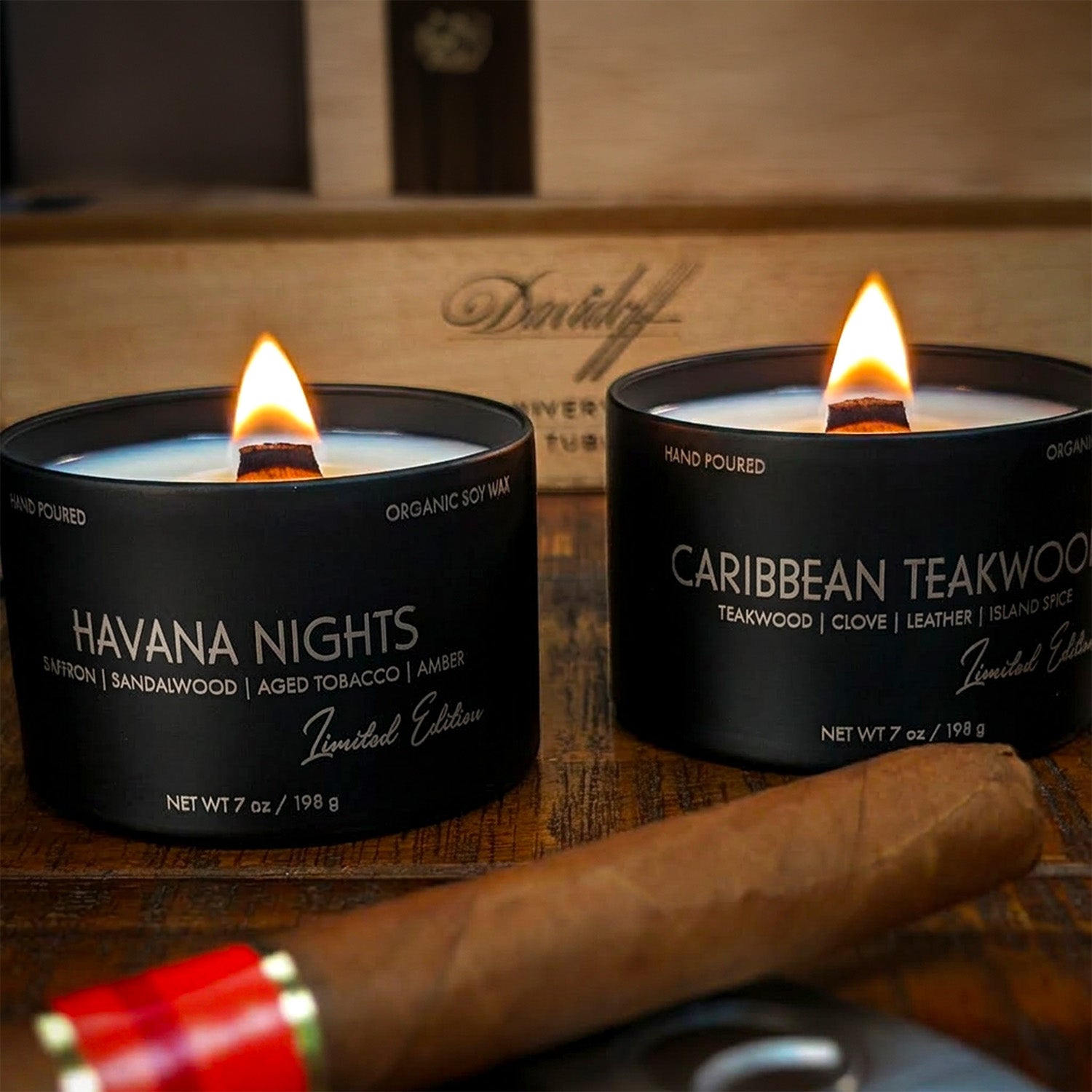 Wood Wick Candle Gift Set | Organic Soy Wax | Masculine Scents