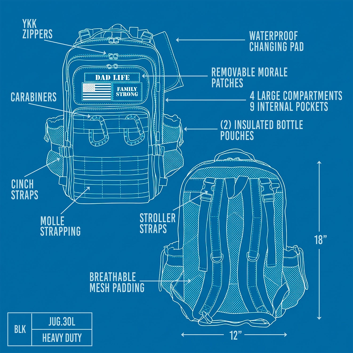 JUG.30L Dad Bag Backpack - Black