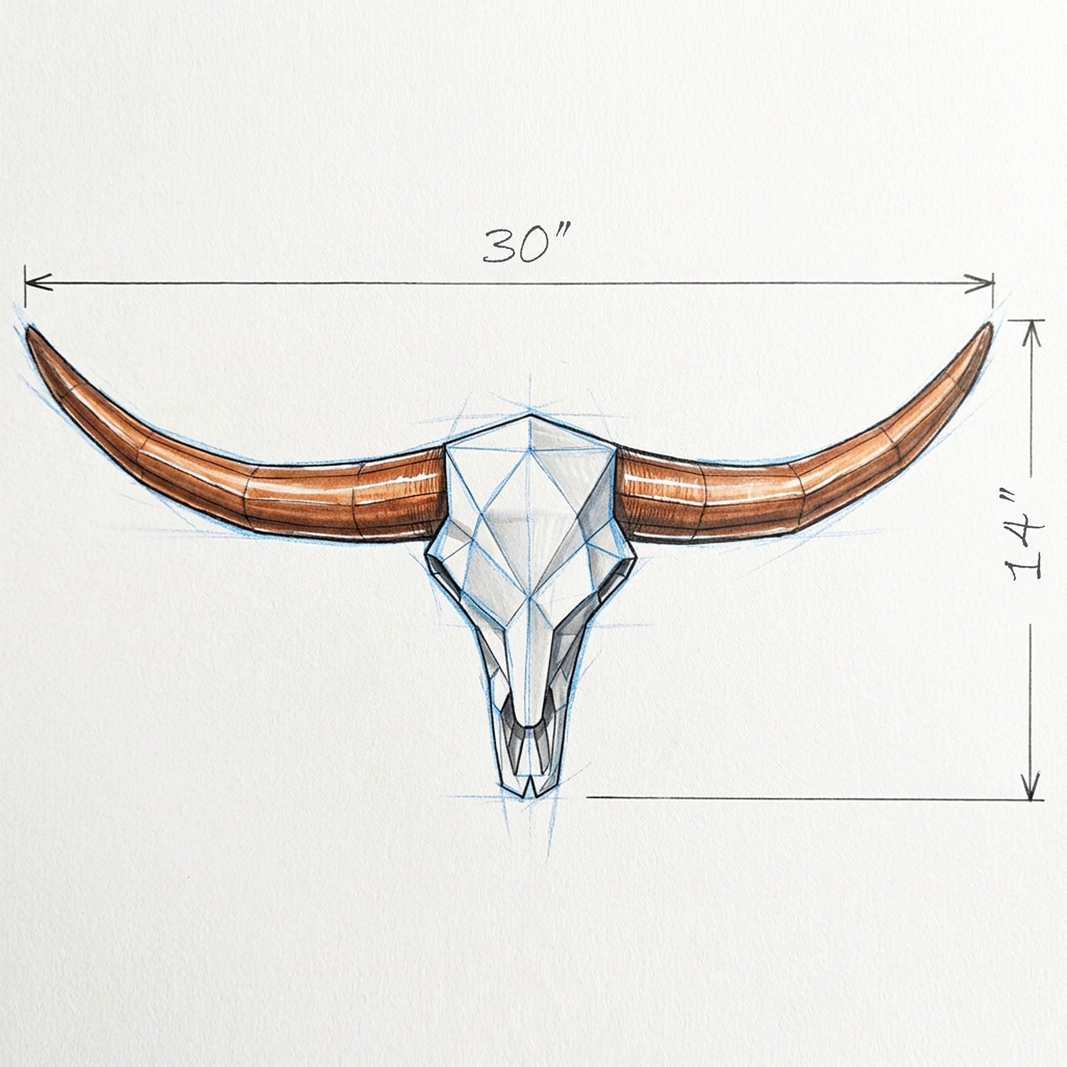 ADG42 Low-Poly Steer Skull and Horns Wall Decor