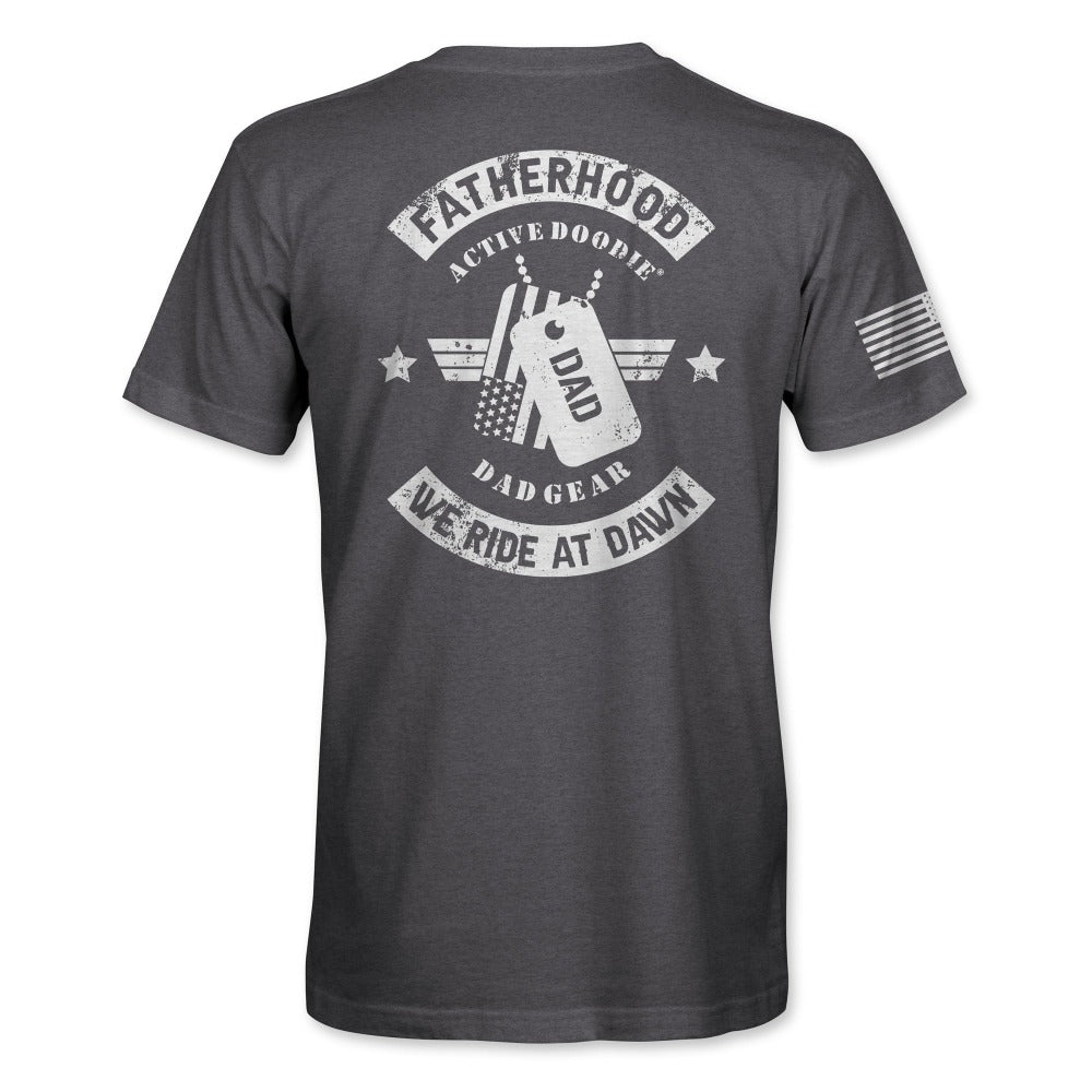 Fatherhood We Ride at Dawn Dad T-Shirt in Gray