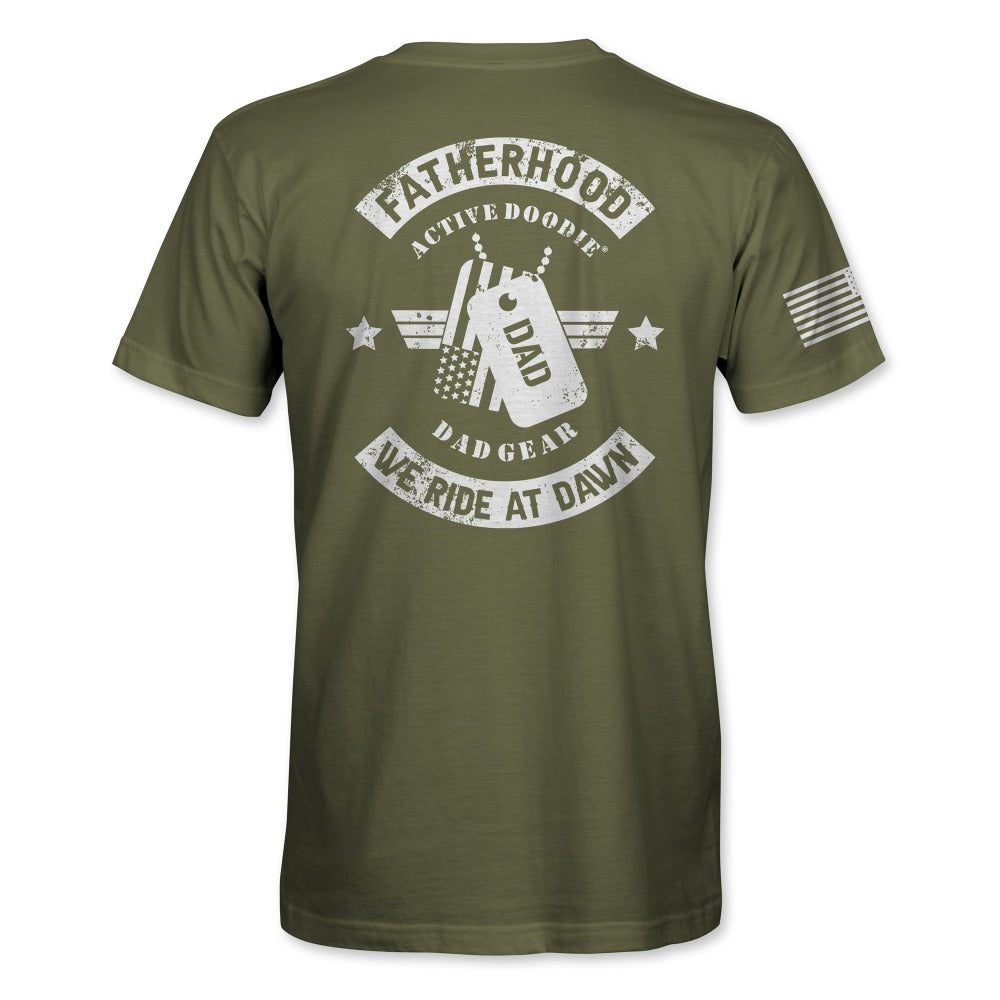 Fatherhood We Ride at Dawn Dad T-Shirt in Green