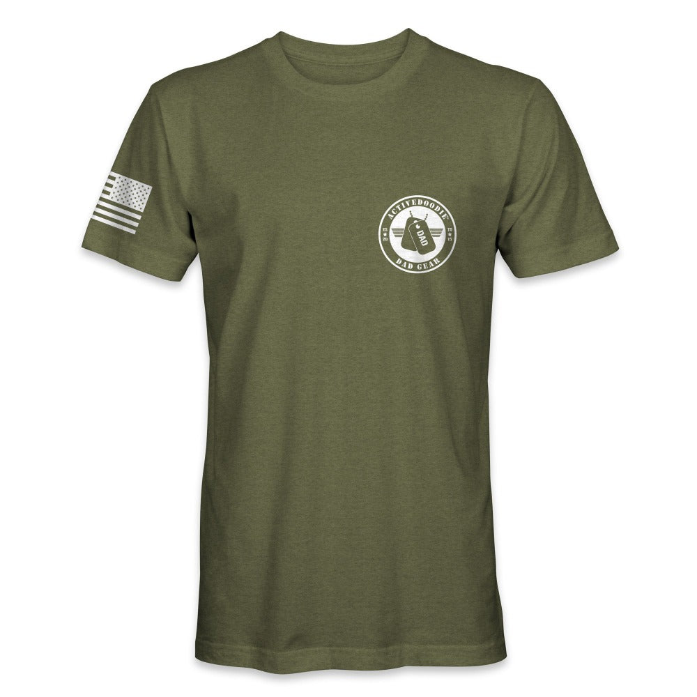 Fatherhood We Ride at Dawn Dad T-Shirt Front View