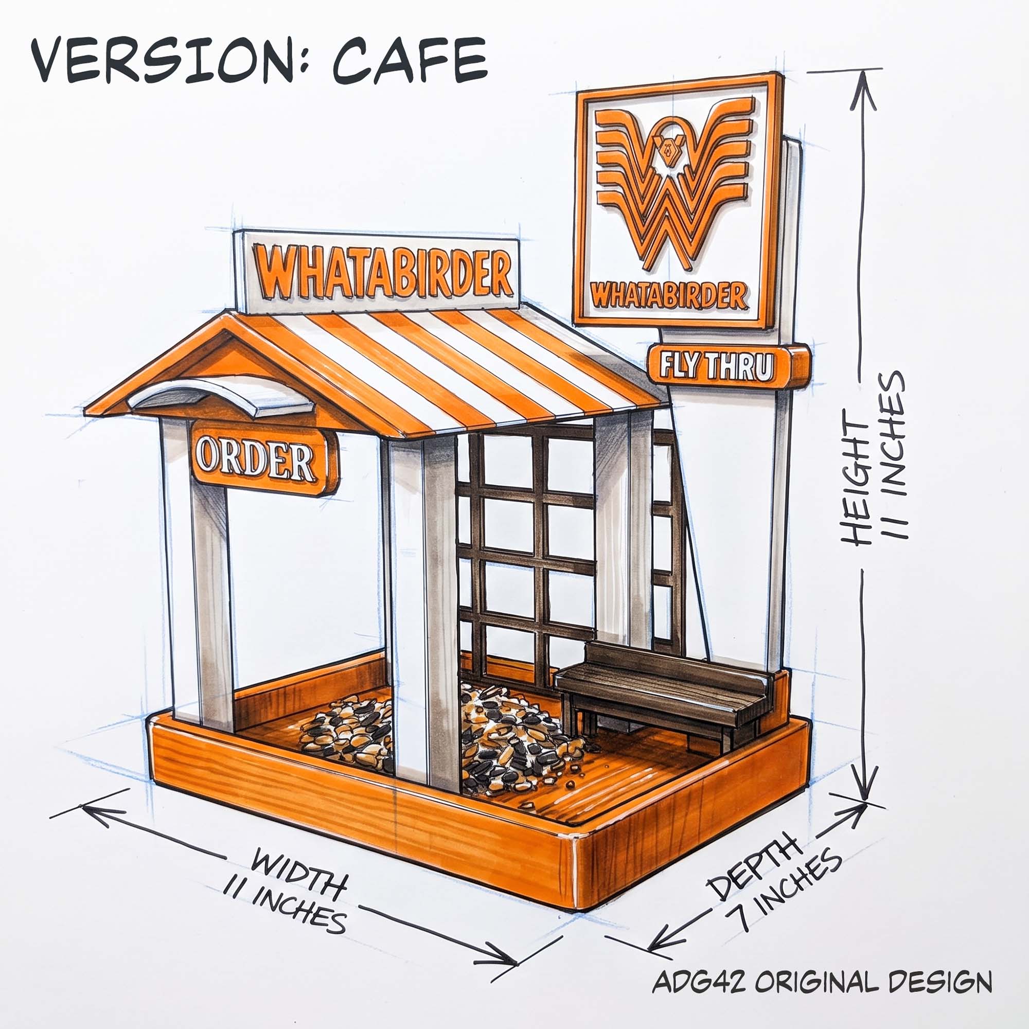 ADG42 The Whatabirder Parody Bird Feeder | Classic or Cafe Style