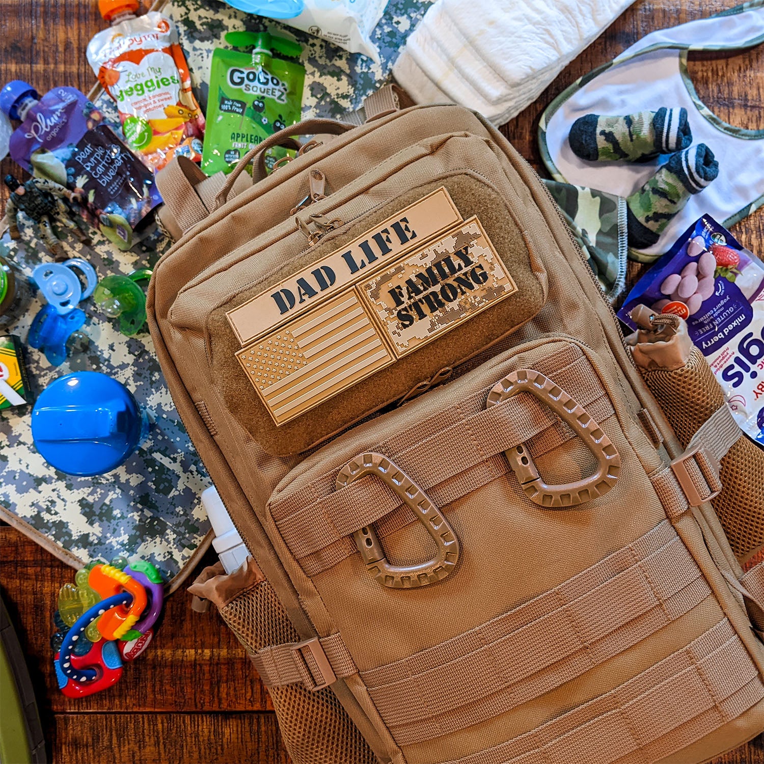 Tan Military Style Dad Diaper Bag Backpack for Men