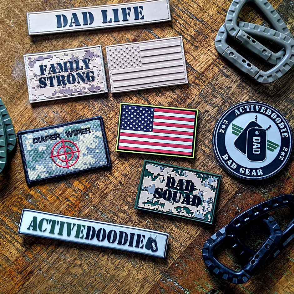 Morale Patches for Dad laying on a table