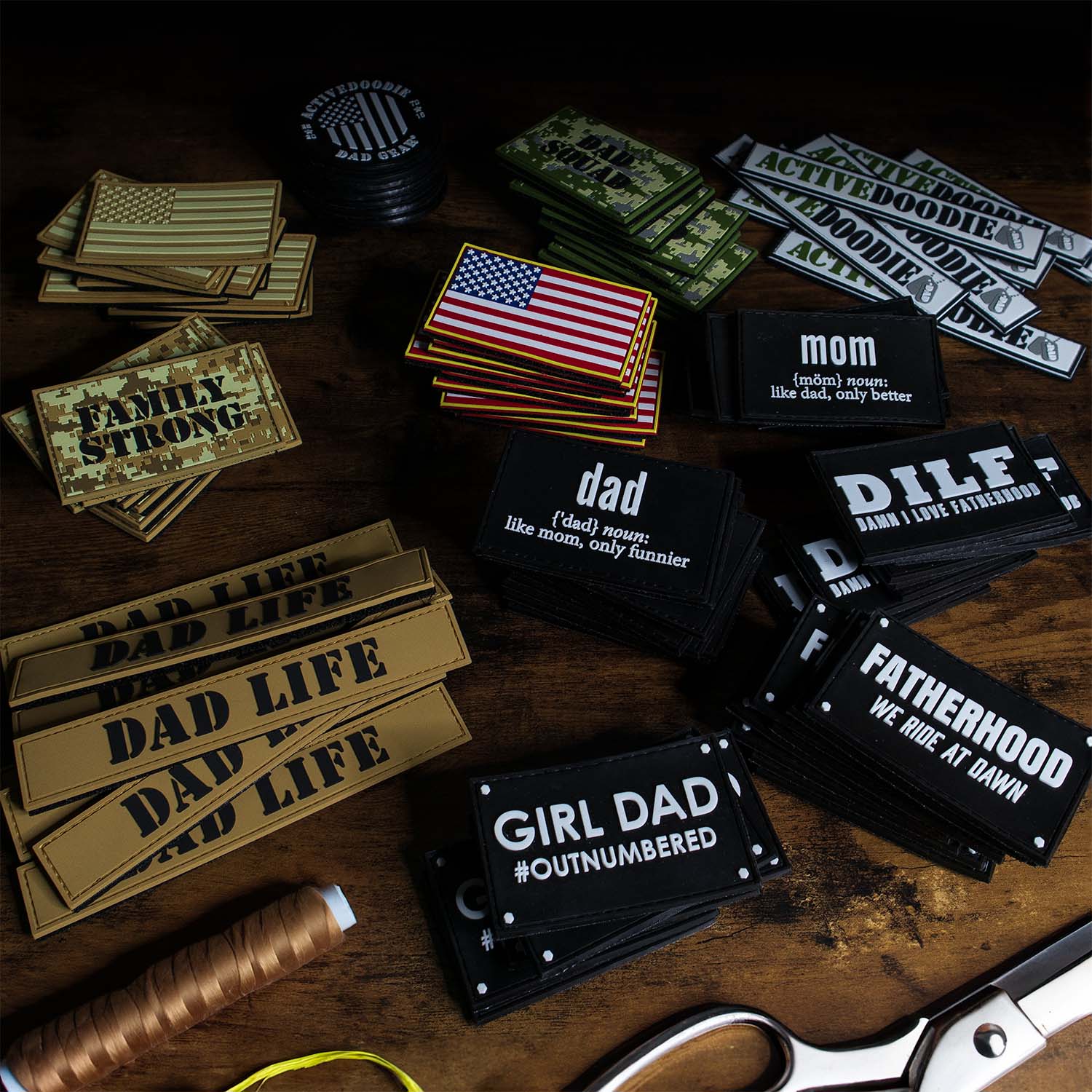 Dad Patches with velcro hook and loop back