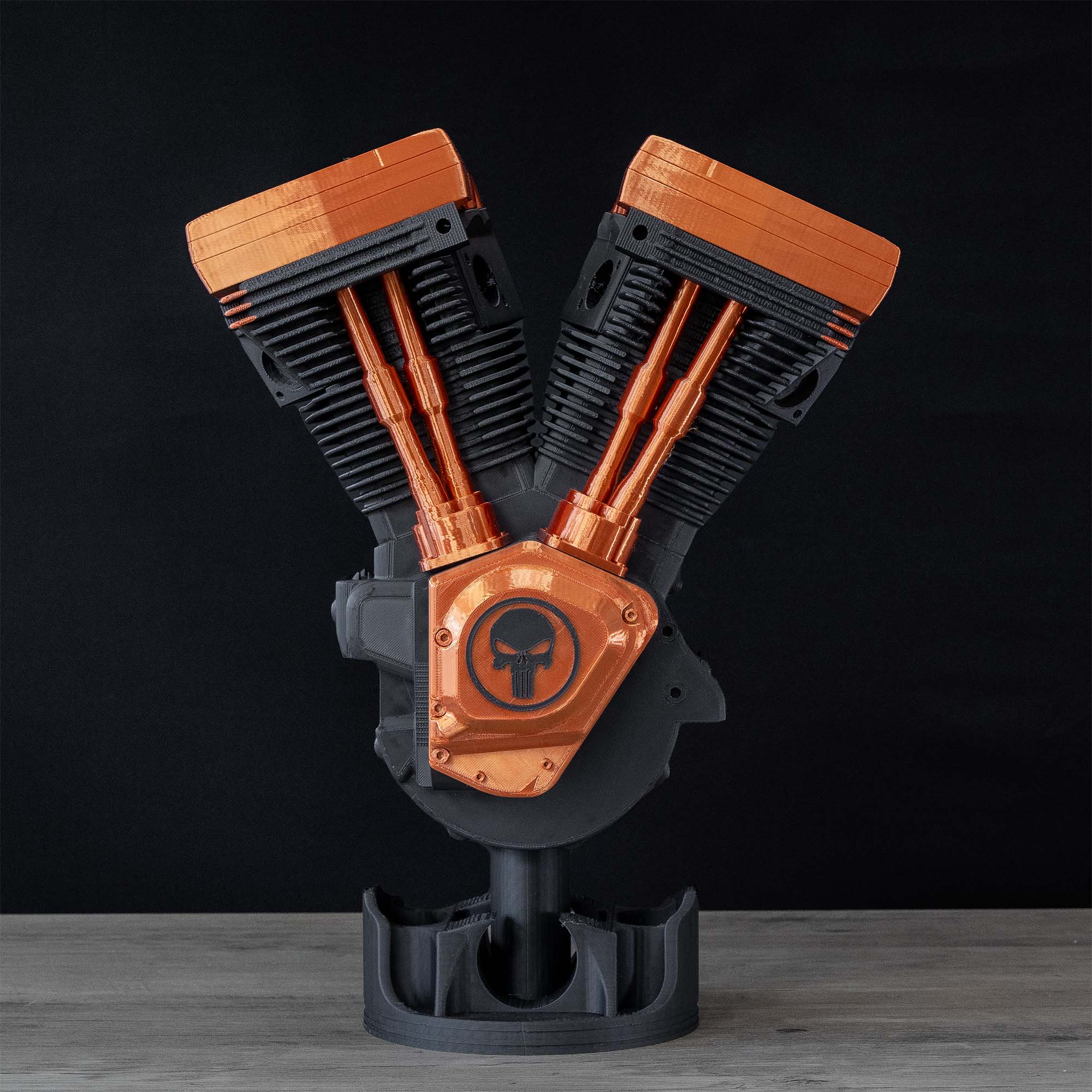 V-Twin Engine Display | Black and Copper