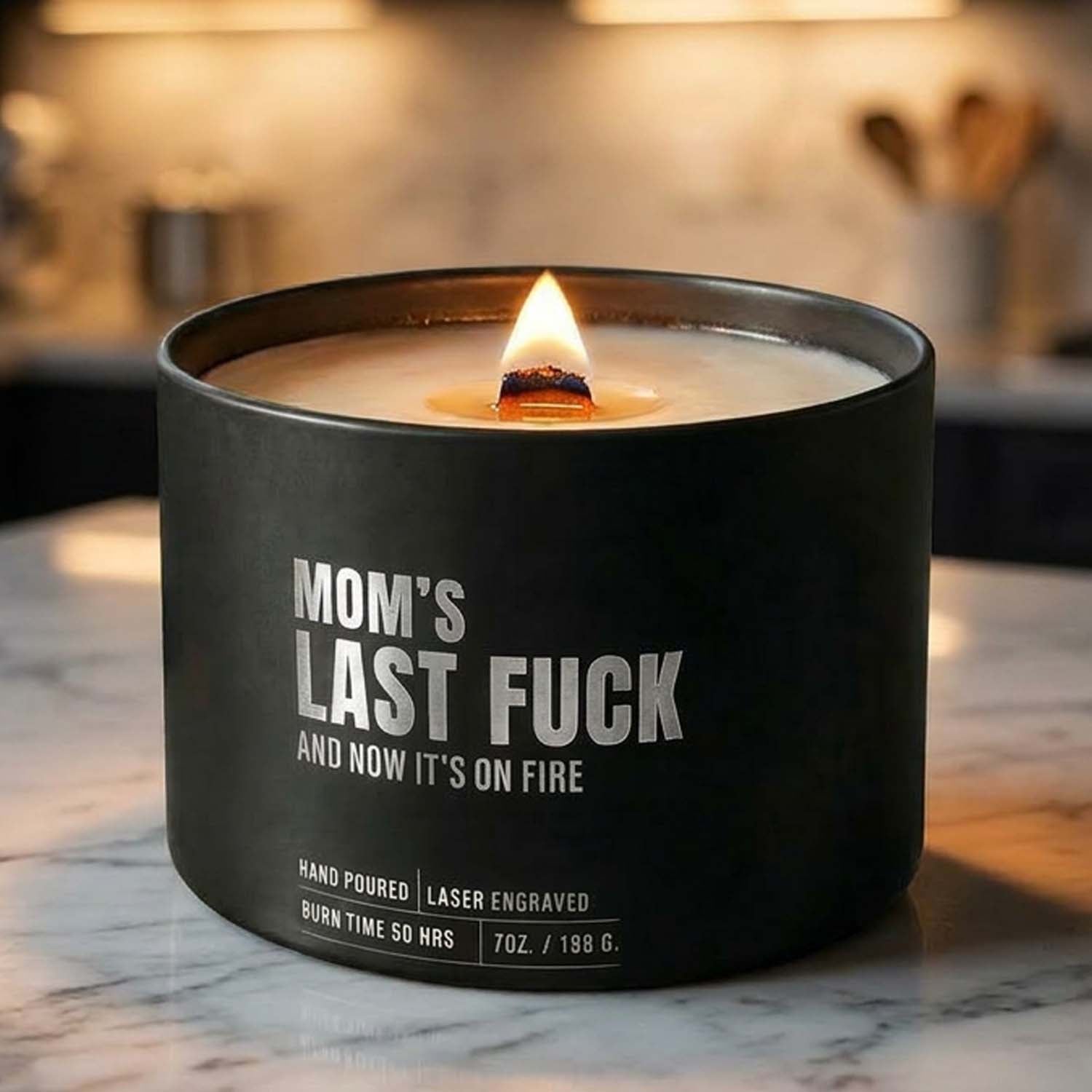 Dad's Last F#&K Candle | 7oz. Wood Wick | Laser Engraved