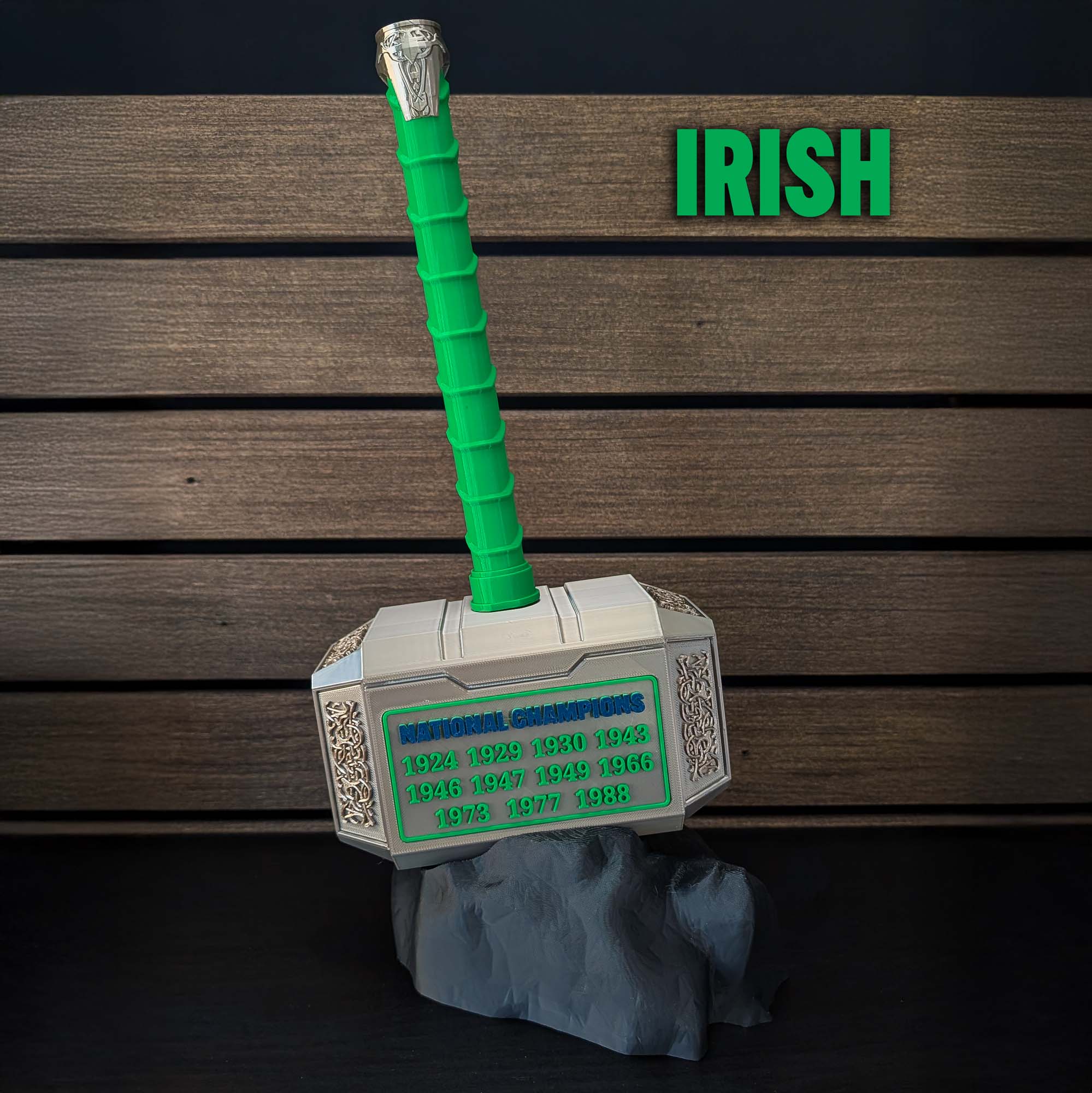 Irish Football National Champions Trophy Hammer | College Football Fan Decor
