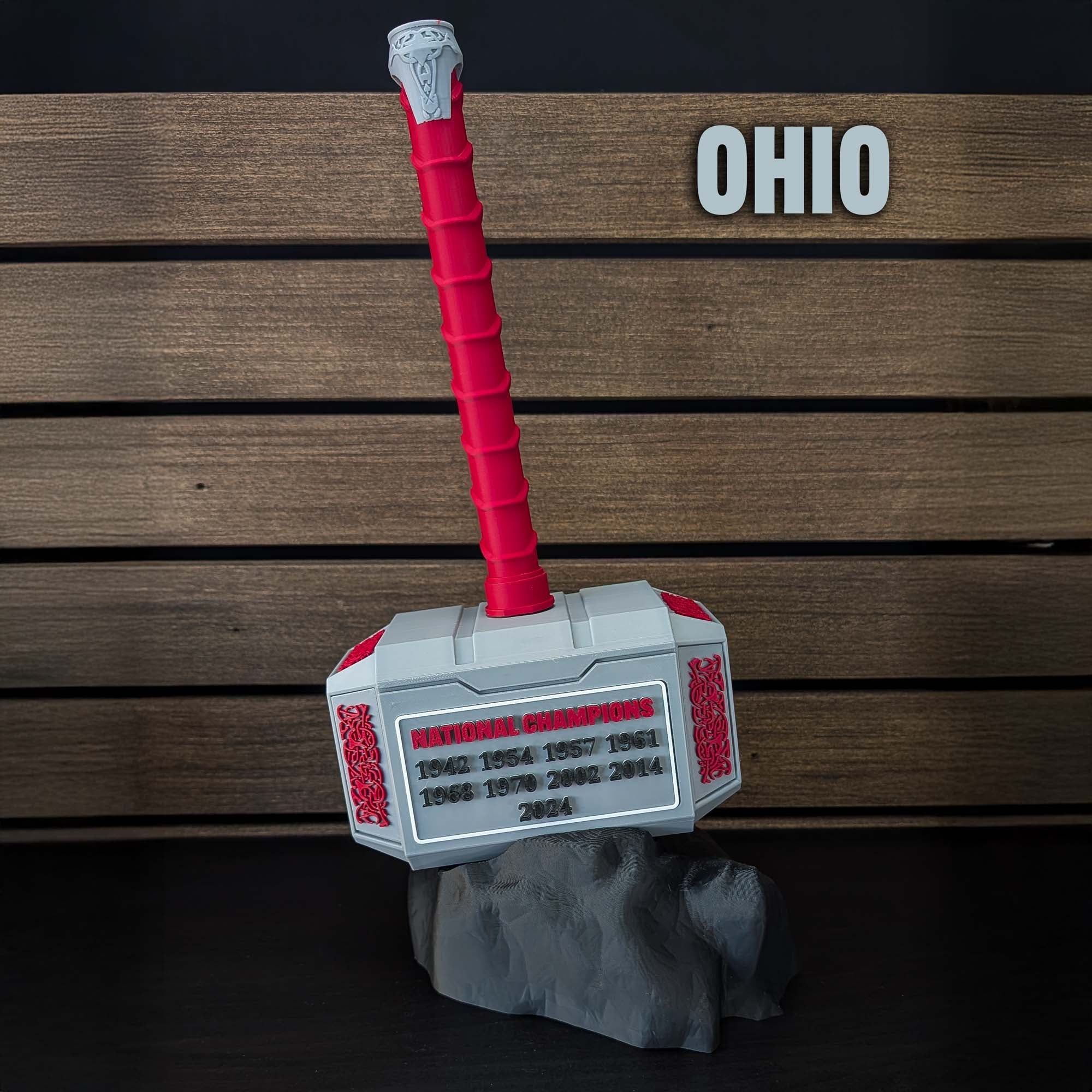Ohio Football National Champions Trophy Hammer | College Football Fan Decor