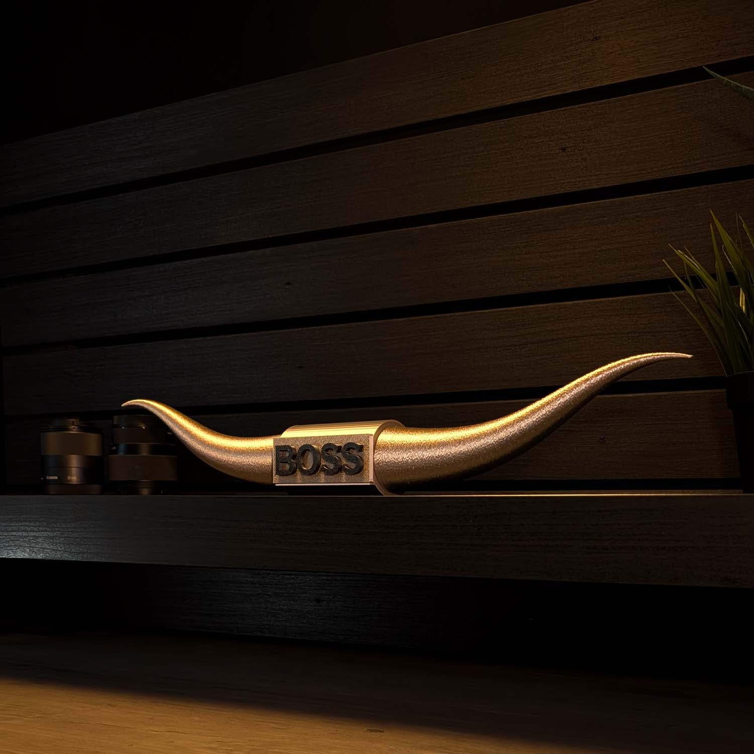 Bull Horns | 21" Long | Faux Steer Horns | The Boss - Gold