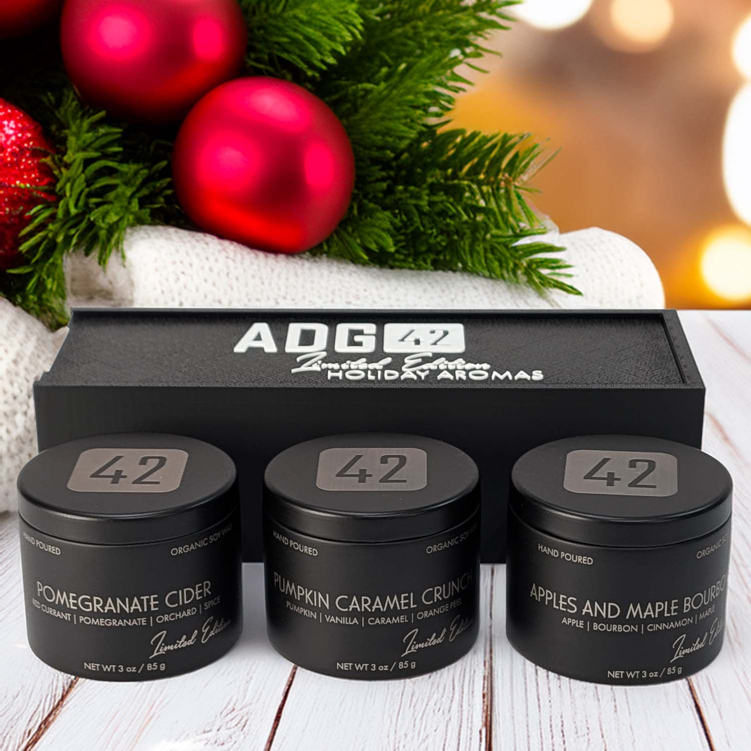 Holiday Candle Set | Organic Soy Wax | Limited Edition | 3 Pack with Gift Box