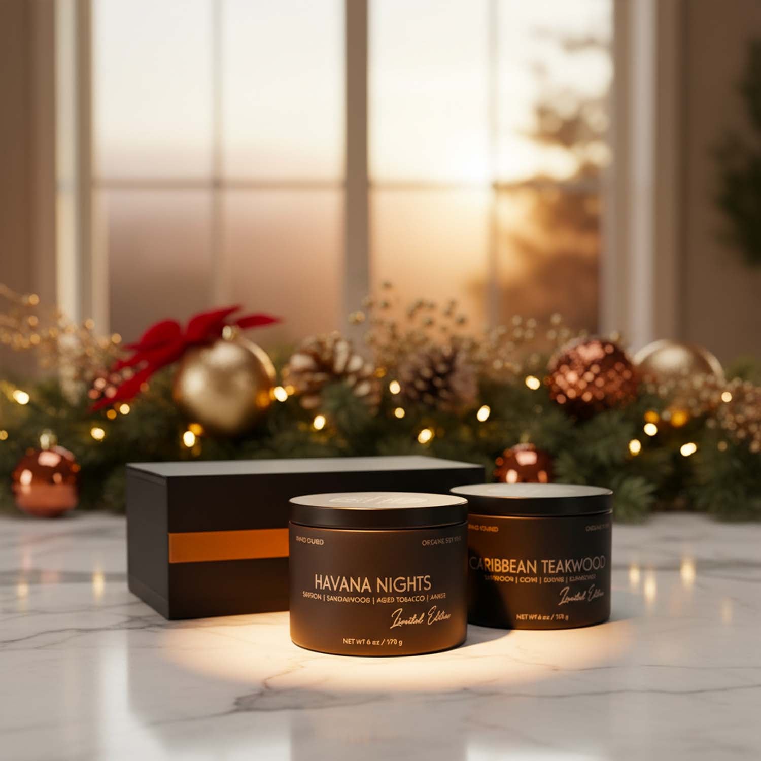 Organic Soy Wax Candle Duo | Wood Wick Gift Set | Havana Nights & Teakwood