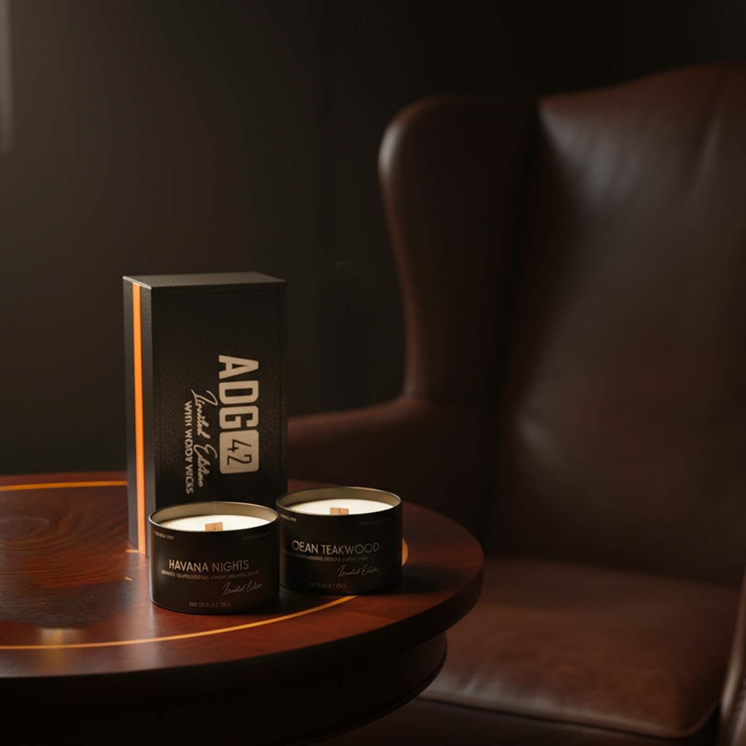 Organic Soy Wax Candle Duo | Wood Wick Gift Set | Havana Nights & Teakwood
