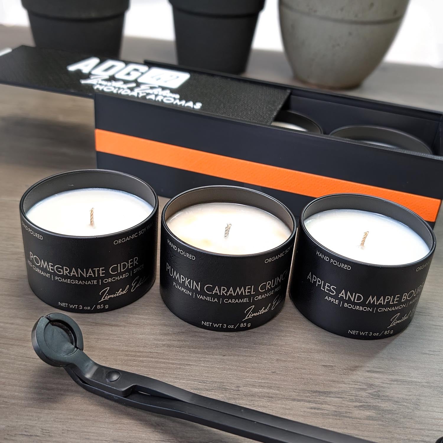 Holiday Candle Set | 3 Pack with Gift Box | Pumpkin, Maple Bourbon, Pomegranate