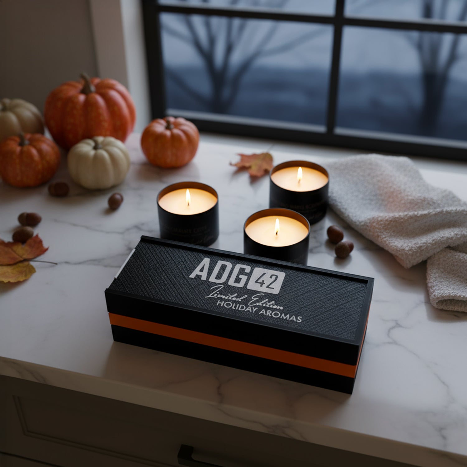 Holiday Candle Set | 3 Pack with Gift Box | Pumpkin, Maple Bourbon, Pomegranate