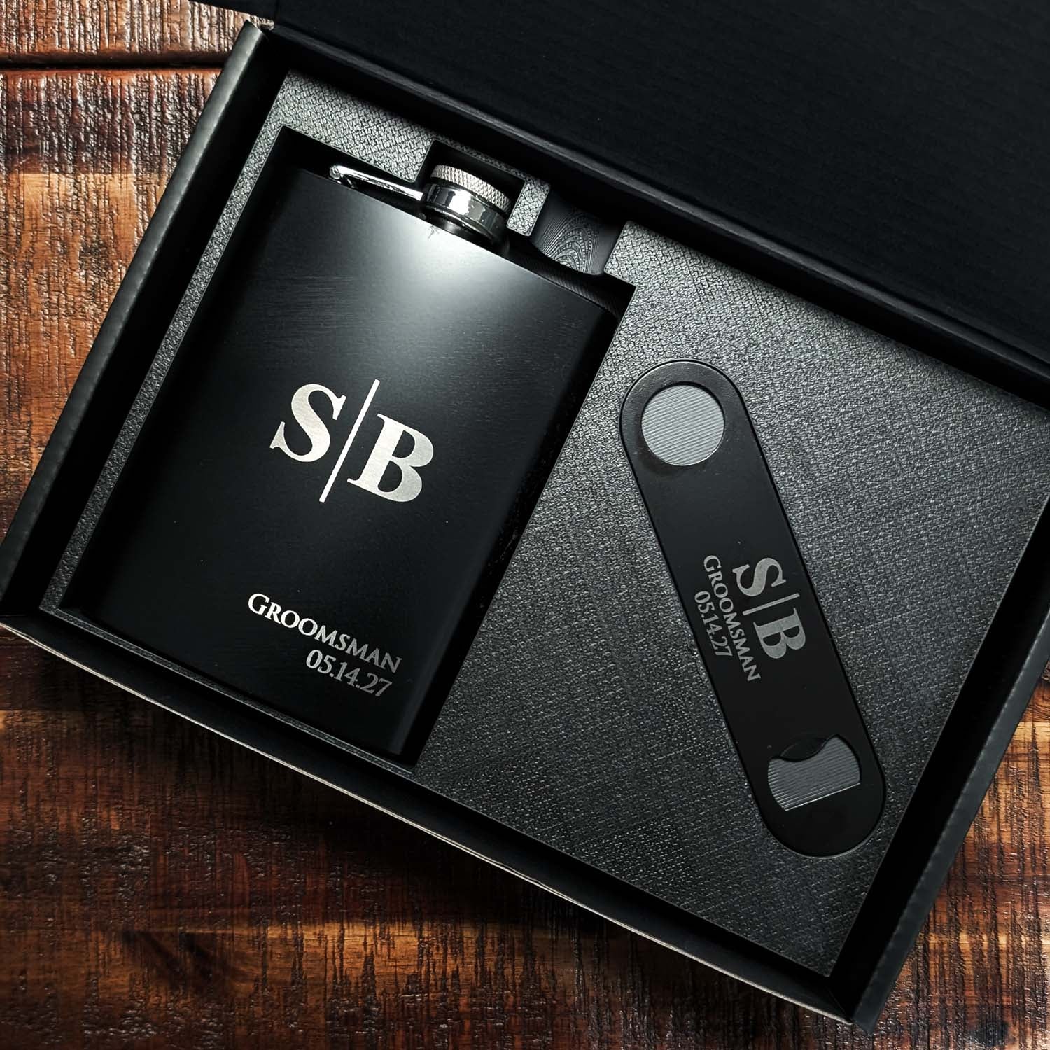 Groomsmen Gifts | Personalized Flask and Bottle Opener