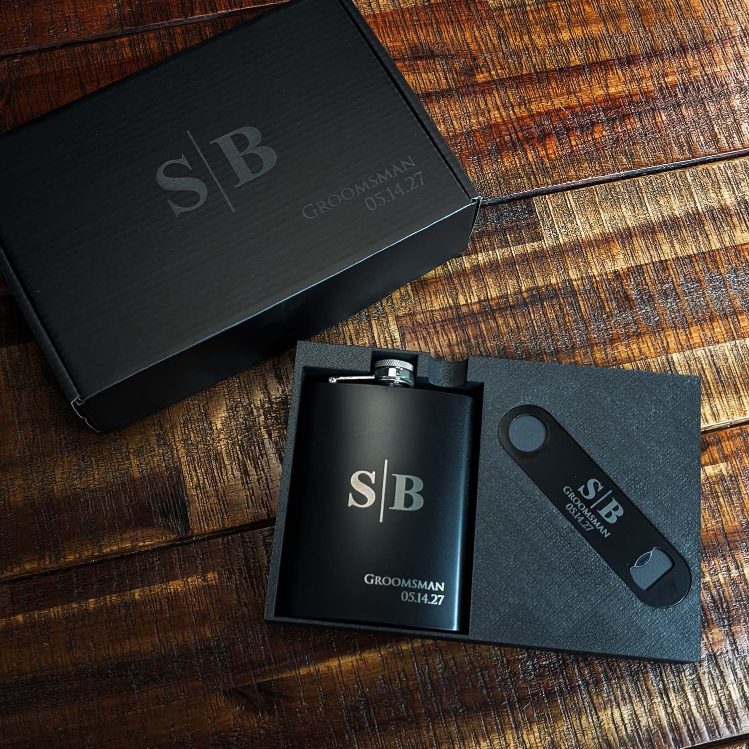 Groomsmen Gifts | Personalized Flask and Bottle Opener