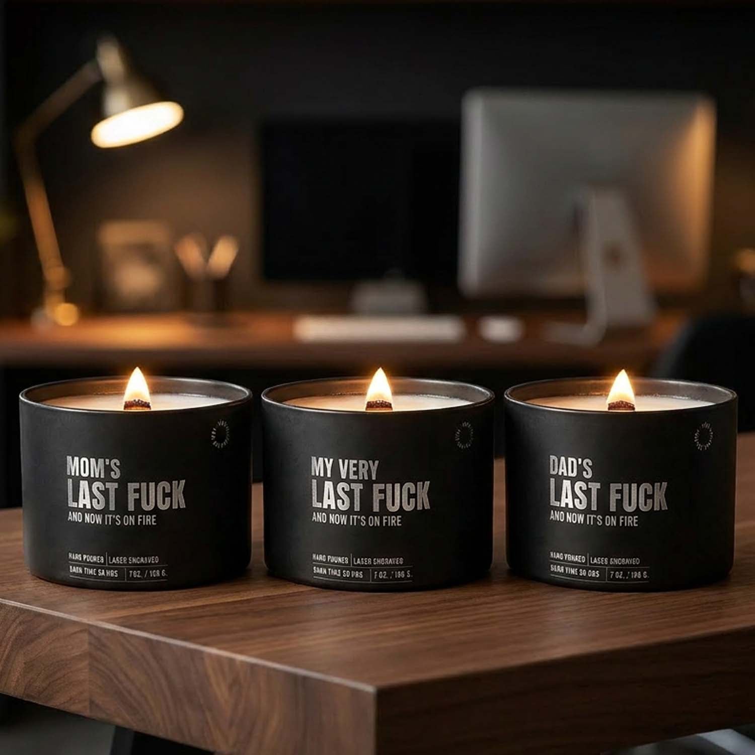 Dad's Last F#&K Candle | 7oz. Wood Wick | Laser Engraved