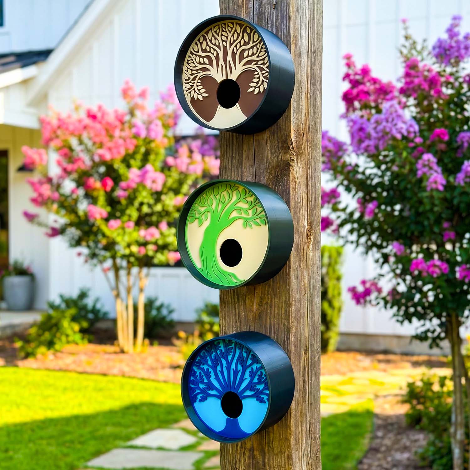 ADG42 Tranquil Tree Modern Round Birdhouses
