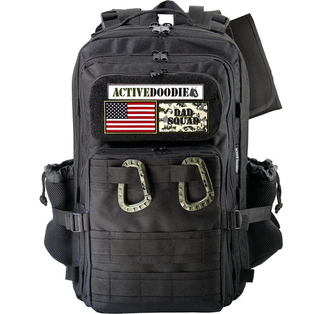 Dad Diaper Bag Backpack with changing pad and dad squad morale patches