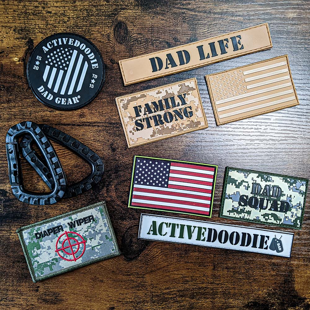 Morale Patches for Dads laying on a table